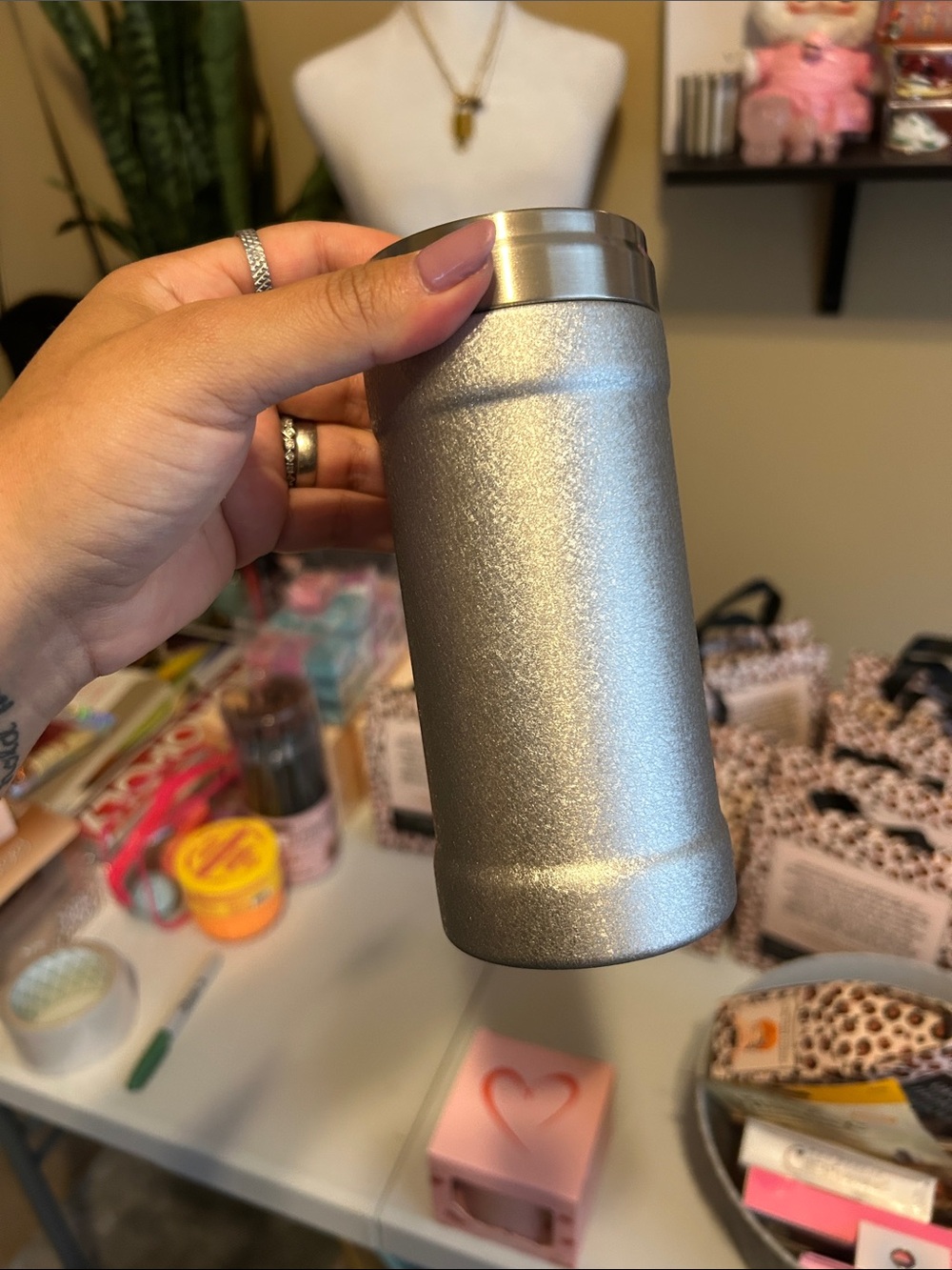 silver glitzy